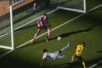 Kylian Mbappe scores a stunning goal for Real Madrid against Borussia Dortmund.