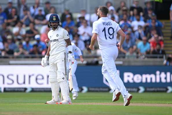 Chris Woakes celebrates a wicket on day one.